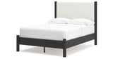 Cadmori Full Upholstered Panel Bed with Dresser and 2 Nightstands in Black/White from Ashley - Luna Furniture