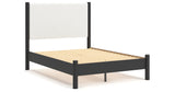 Cadmori Full Upholstered Panel Bed with Dresser and 2 Nightstands in Black/White from Ashley - Luna Furniture