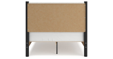 Cadmori Full Upholstered Panel Bed with Dresser and 2 Nightstands in Black/White from Ashley - Luna Furniture