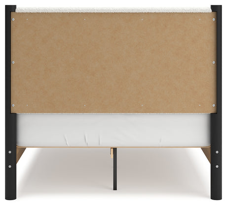 Cadmori Black/White Full Upholstered Platform Bed from Ashley - Luna Furniture