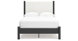 Cadmori Full Upholstered Panel Bed with 2 Nightstands in Black/White from Ashley - Luna Furniture
