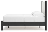 Cadmori Black/White Full Upholstered Panel Bed, Dresser and Mirror from Ashley - Luna Furniture