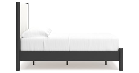 Cadmori Black/White Full Upholstered Platform Bed from Ashley - Luna Furniture
