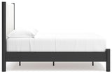Cadmori Black/White Full Upholstered Panel Bed, Dresser and Mirror from Ashley - Luna Furniture