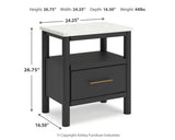 Cadmori King Upholstered Panel Bed with 2 Nightstands in Black/White from Ashley - Luna Furniture