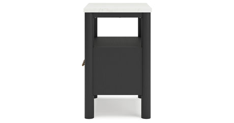 Cadmori King Upholstered Panel Bed with Dresser and 2 Nightstands in Black/White from Ashley - Luna Furniture