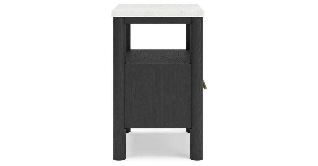 Cadmori King Upholstered Panel Bed with Dresser and 2 Nightstands in Black/White from Ashley - Luna Furniture