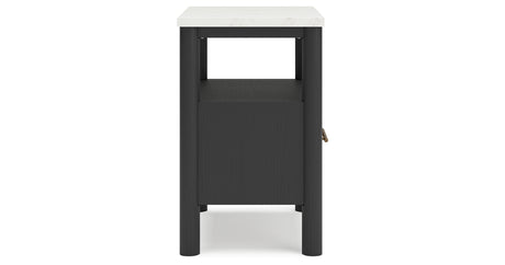 Cadmori King Upholstered Panel Bed with Dresser and 2 Nightstands in Black/White from Ashley - Luna Furniture