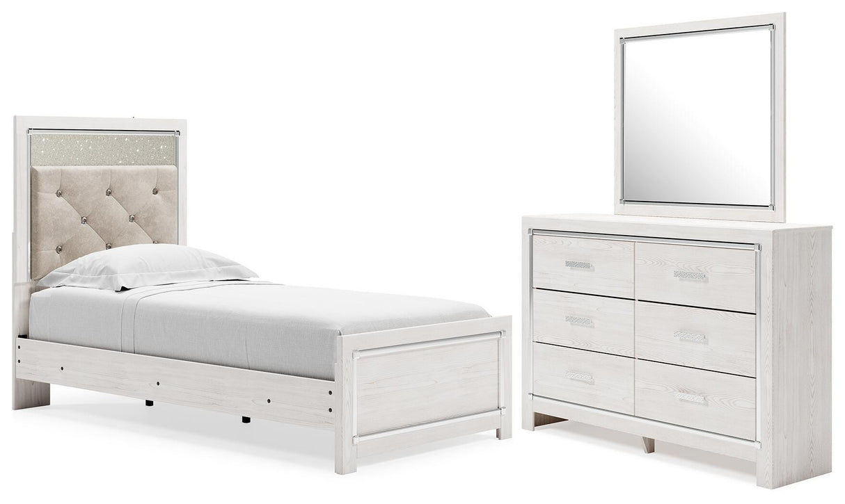 Altyra White Twin Panel Bed, Dresser and Mirror from Ashley Furniture - Luna Furniture