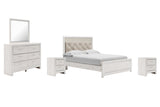 Altyra White Queen Panel Bed with Mirrored Dresser and 2 Nightstands from Ashley Furniture - Luna Furniture
