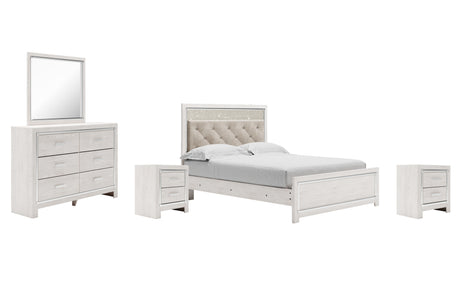 Altyra White Queen Panel Bed with Mirrored Dresser and 2 Nightstands from Ashley Furniture - Luna Furniture