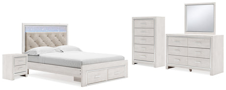 Altyra White Upholstered LED Storage Platform Bedroom Set from Ashley - Luna Furniture
