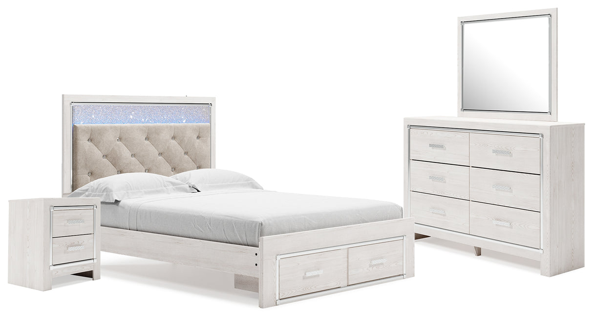 Altyra White Upholstered LED Storage Platform Bedroom Set from Ashley - Luna Furniture