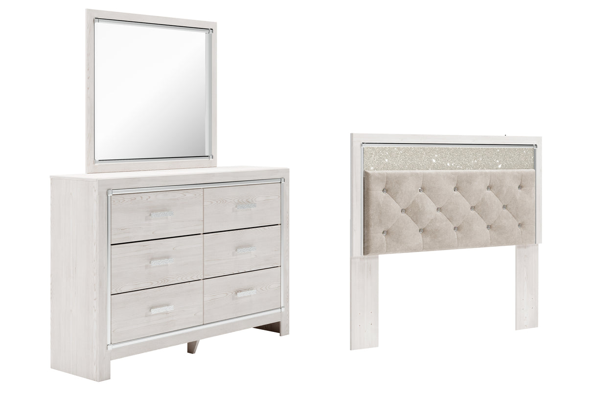 Altyra White Queen Panel Headboard Bed with Mirrored Dresser from Ashley - Luna Furniture