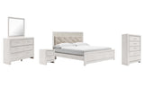 Altyra White King Panel Bed with Mirrored Dresser, Chest and Nightstand from Ashley Furniture - Luna Furniture