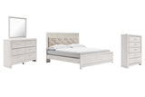 Altyra White King Panel Bed with Mirrored Dresser and Chest from Ashley Furniture - Luna Furniture