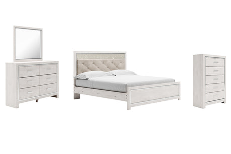 Altyra White King Panel Bed with Mirrored Dresser and Chest from Ashley Furniture - Luna Furniture