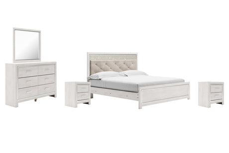 Altyra White King Panel Bed with Mirrored Dresser and 2 Nightstands from Ashley Furniture - Luna Furniture