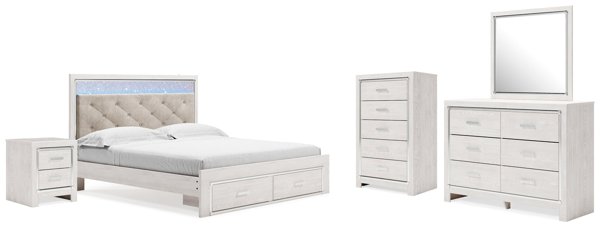Altyra White King Upholstered Storage Bed, Dresser, Mirror, Chest, and Nightstand from Ashley Furniture - Luna Furniture