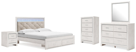 Altyra White Upholstered LED Storage Platform Bedroom Set from Ashley - Luna Furniture