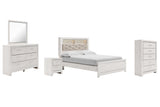 Altyra White Queen Panel Bookcase Bed with Mirrored Dresser, Chest and Nightstand from Ashley - Luna Furniture