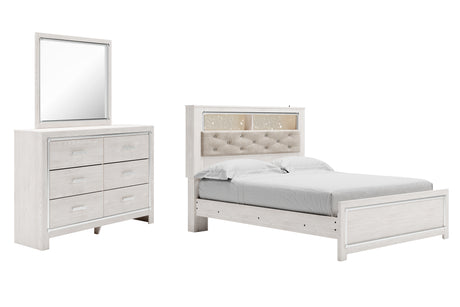 Altyra White Upholstered LED Bookcase Panel Bedroom Set from Ashley - Luna Furniture