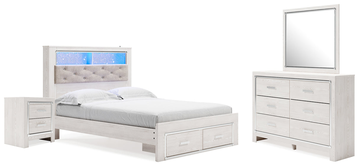 Altyra White Upholstered LED Bookcase Storage Platform Bedroom Set from Ashley - Luna Furniture