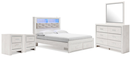 Altyra White Queen Panel Storage Bed, Dresser, Mirror and 2 Nightstands from Ashley Furniture - Luna Furniture