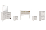 Altyra White King Bookcase Headboard Bed with Mirrored Dresser, Chest and 2 Nightstands from Ashley - Luna Furniture
