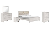 Altyra White King Panel Bookcase Bed with Mirrored Dresser, Chest and Nightstand from Ashley - Luna Furniture