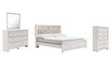Altyra White King Panel Bookcase Bed with Mirrored Dresser and Chest from Ashley Furniture - Luna Furniture