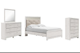 Altyra White Full Panel Bed with Mirrored Dresser and Chest from Ashley - Luna Furniture