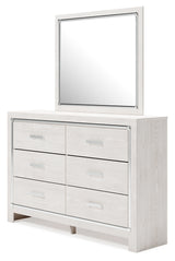 Altyra Queen Panel Bookcase Bed with Mirrored Dresser and Chest in White from Ashley - Luna Furniture