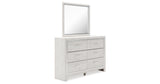 Altyra Queen Upholstered Storage Bed with Mirrored Dresser and Chest in White from Ashley Furniture - Luna Furniture