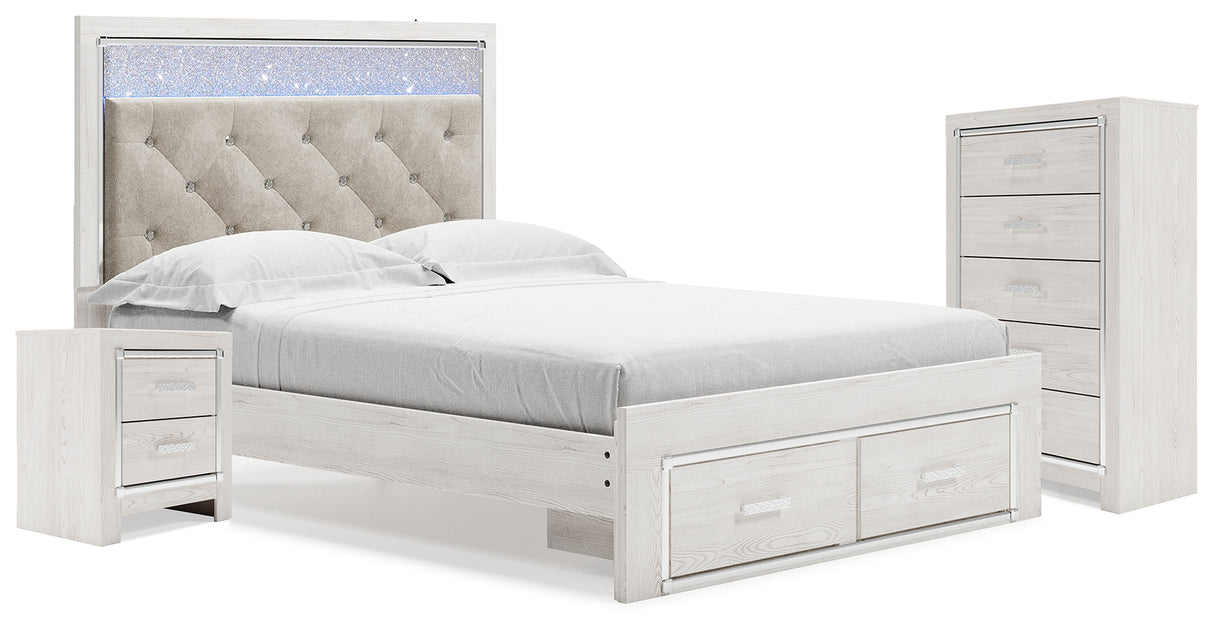 Altyra White Upholstered LED Storage Platform Bedroom Set from Ashley - Luna Furniture