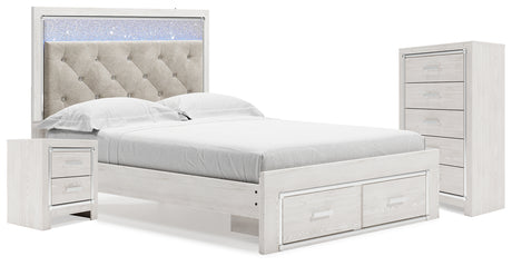 Altyra White Upholstered LED Storage Platform Bedroom Set from Ashley - Luna Furniture