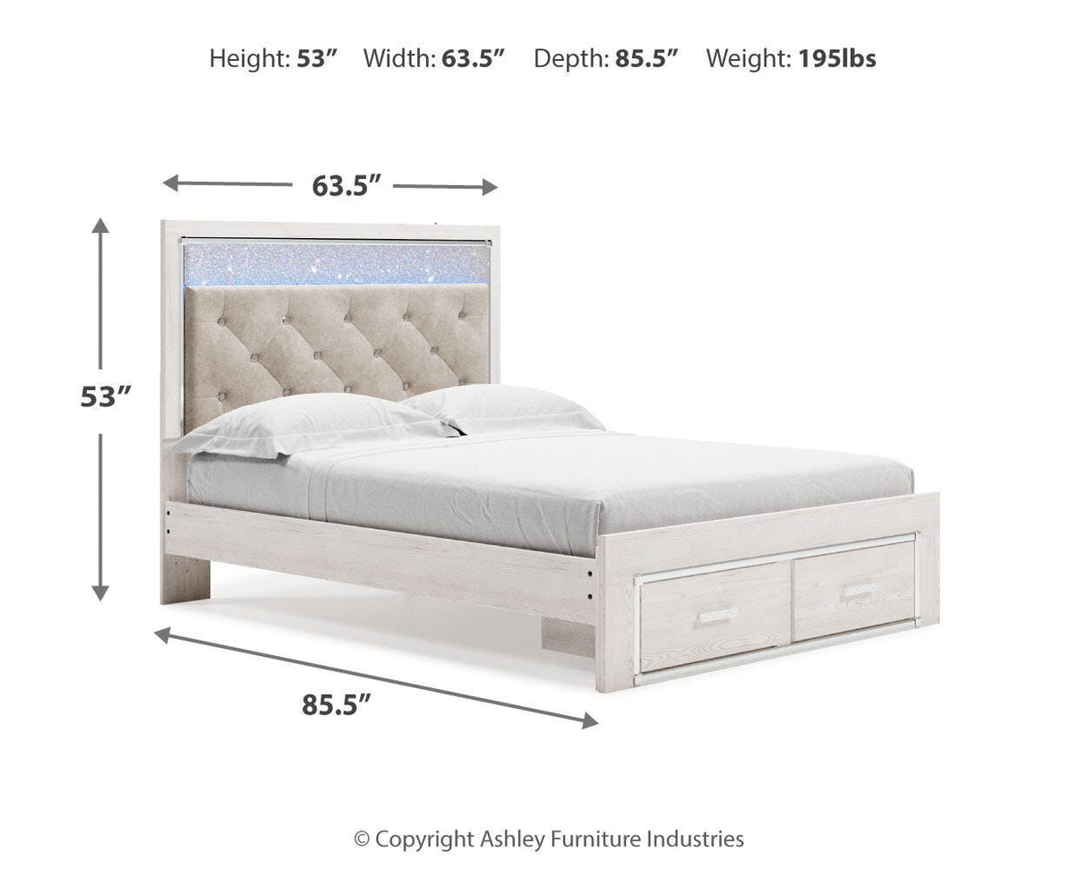 Altyra White Queen Upholstered Storage Platform Bed from Ashley Furniture - Luna Furniture