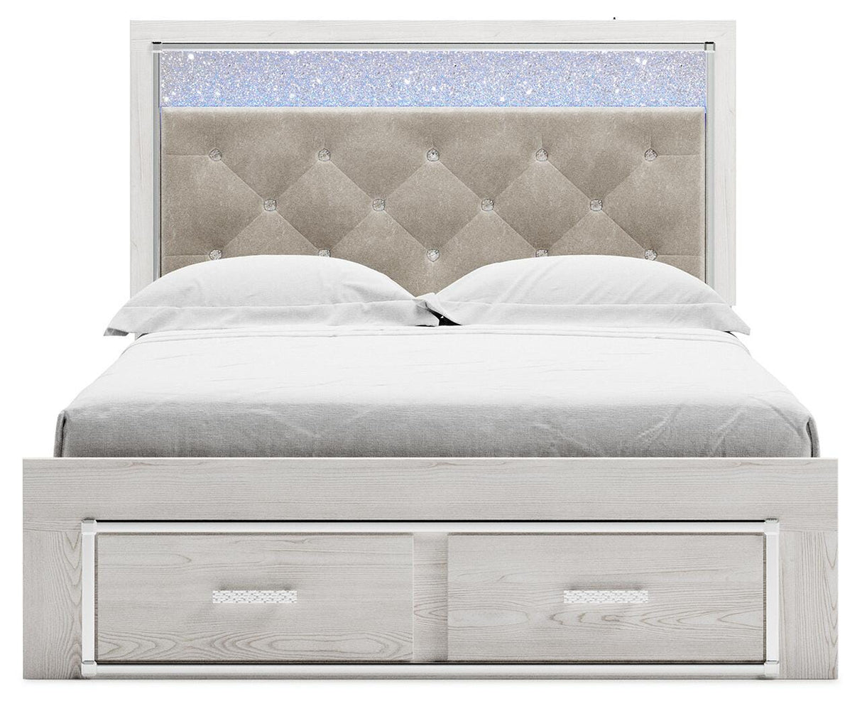 Altyra White Queen Upholstered Storage Platform Bed from Ashley Furniture - Luna Furniture