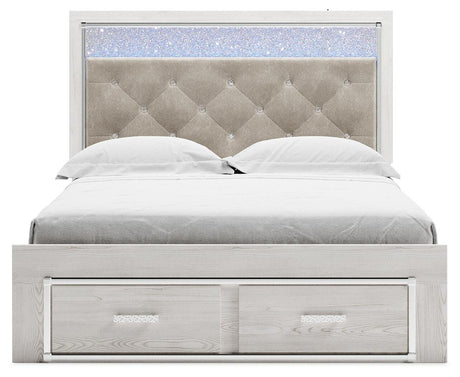 Altyra White Queen Upholstered Storage Platform Bed from Ashley Furniture - Luna Furniture