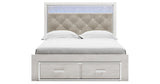 Altyra Queen Upholstered Storage Bed with Mirrored Dresser and Chest in White from Ashley Furniture - Luna Furniture