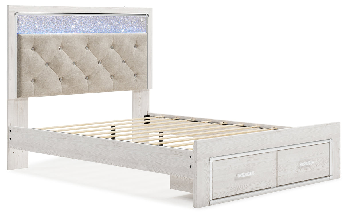 Altyra White Upholstered LED Storage Platform Bedroom Set from Ashley - Luna Furniture