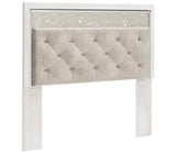Altyra Queen Panel Headboard Bed with Mirrored Dresser in White from Ashley - Luna Furniture