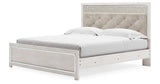 Lawroy King Panel Bed with Mirrored Dresser and Nightstand in Light Natural from Ashley - Luna Furniture