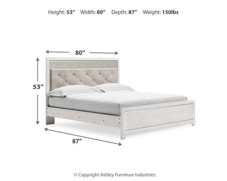 Altyra White King Upholstered Panel Bed from Ashley - Luna Furniture