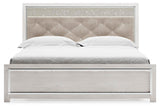 Lawroy King Panel Bed with Mirrored Dresser and Nightstand in Light Natural from Ashley - Luna Furniture
