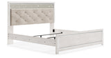 Lawroy King Panel Bed with Mirrored Dresser and Nightstand in Light Natural from Ashley - Luna Furniture