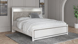 Lawroy King Panel Bed with Mirrored Dresser and Nightstand in Light Natural from Ashley - Luna Furniture