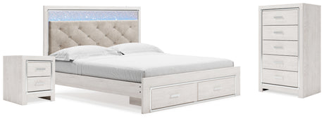 Altyra White Upholstered LED Storage Platform Bedroom Set from Ashley - Luna Furniture