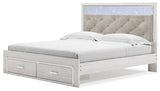 Altyra White King Upholstered Storage Bed with Nightstand from Ashley - Luna Furniture