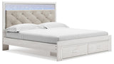 Altyra White King Upholstered Storage Bed with Nightstand from Ashley - Luna Furniture